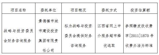 戰(zhàn)略與投資委員會(huì)財(cái)務(wù)咨詢(xún)服務(wù)計(jì)劃公告　　　　　　
