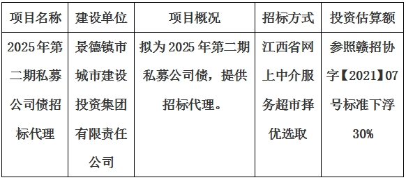 2025年第二期私募公司債招標(biāo)代理計劃公告